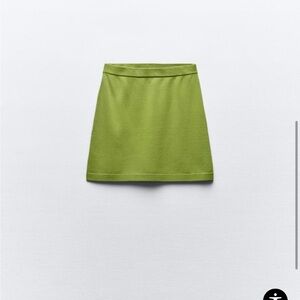 NWT ZARA green mini skirt and matching shirt set size MEDIUM